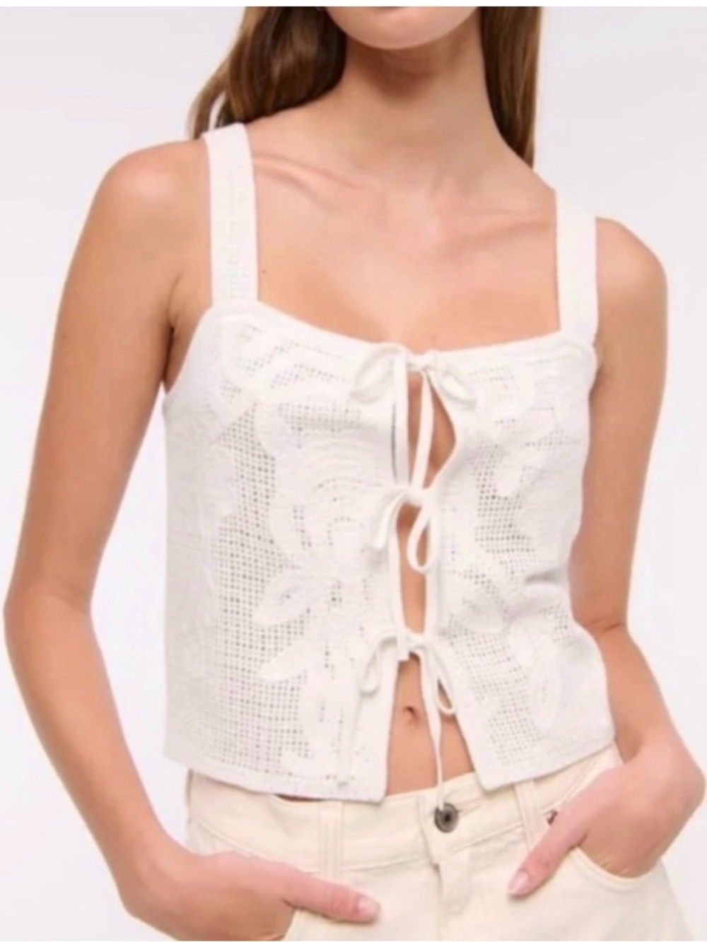 Abercrombie Crochet Tie-Front Tank